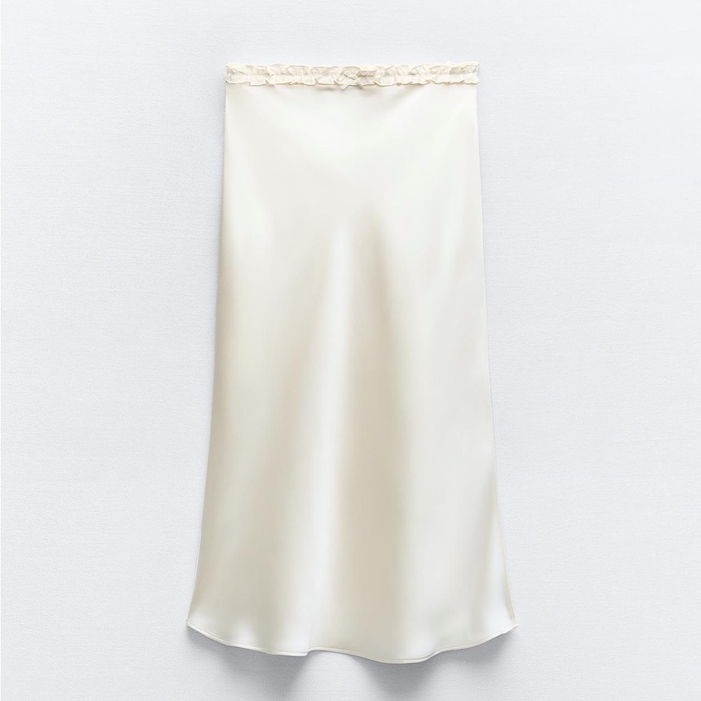 ZARA RUFFLED SATIN EFFECT SKIRT